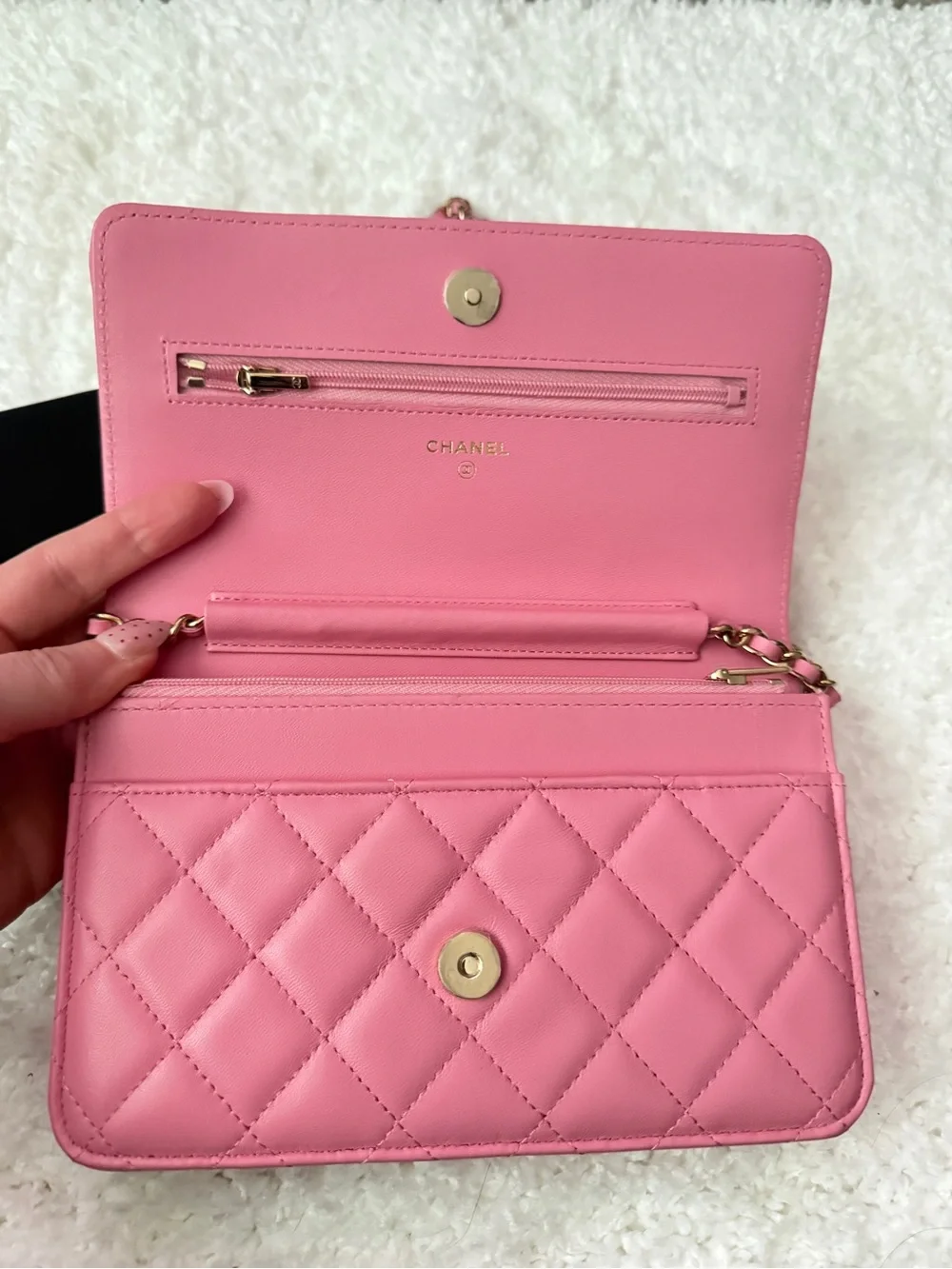 CHANEL Pink Quilted Lambskin Crossbody WOC